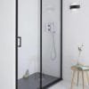 MAMPARA VIDRIO TEMPLADO MARCOS NEGROS AJUSTABLE (MUY ELEGANTE)